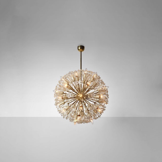 Mid-Century Modern Emil Stejnar, Large Snowflake Chandeliers, Brass, Glass, Austria, 1965 For Sale - Image 3 of 10