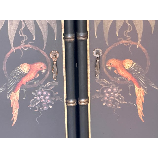 Chinoiserie Paint Decorated Faux Bamboo Cabinet For Sale - Image 9 of 13