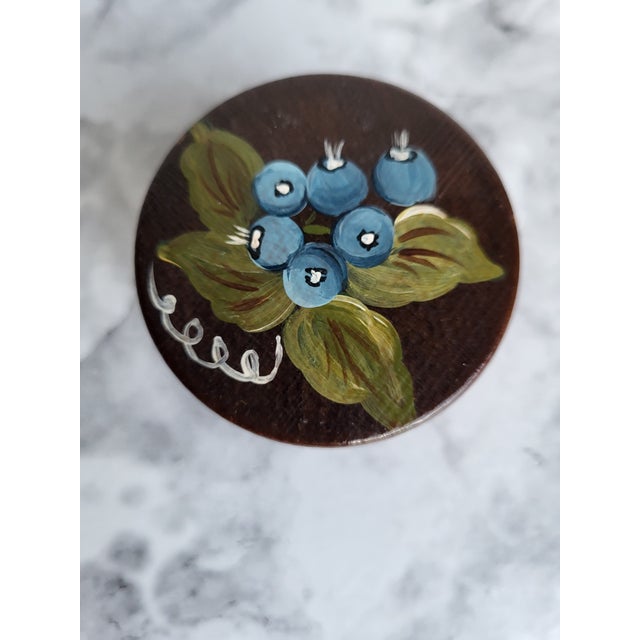 Wood Vintage Asian Hand Painted Trinket Box For Sale - Image 7 of 11