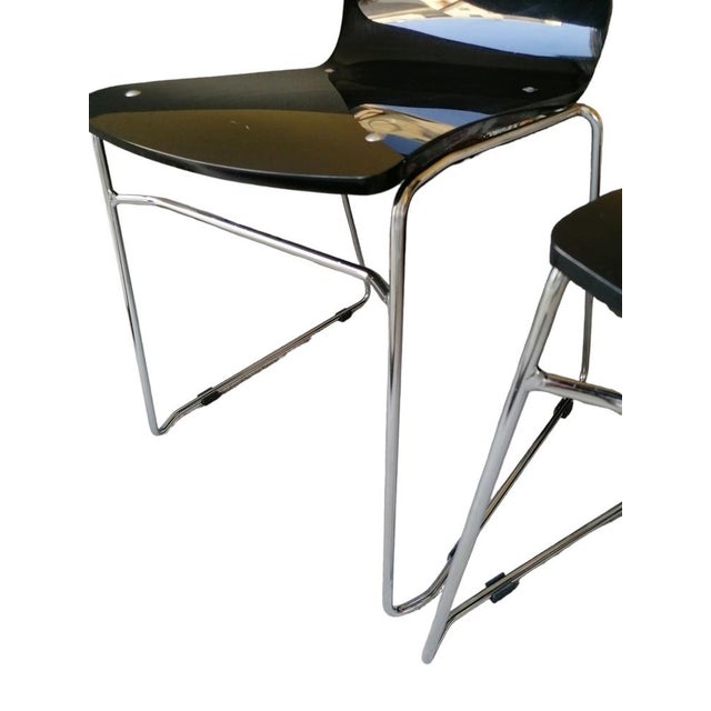 Modern Acrylic Glass and Steel Stackable Chairs, 1990s, Set of 4 For Sale - Image 3 of 7