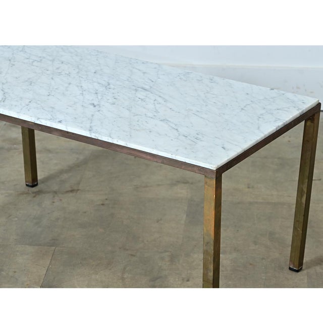 French Early 20th Century White Marble & Brass Coffee Table For Sale - Image 10 of 12