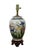 Late 20th century porcelain ginger jar / vase shaped table lamp, painted with a design of multi-colored irises and birds....