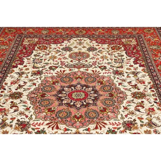 Red Middle Eastern Hand-Knotted Tabriz Rug For Sale - Image 8 of 11