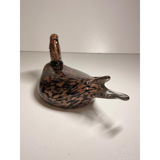 Black and Avventurine Murano Glass Duck attributed to Seguso, Italy, 1970s For Sale - Image 6 of 17