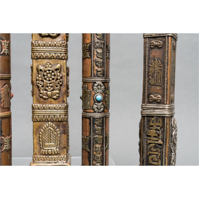 Collection of Tibetan Buddhist Prayer Wheels and Amulet Cases—Set of Seven For Sale In New York - Image 6 of 18