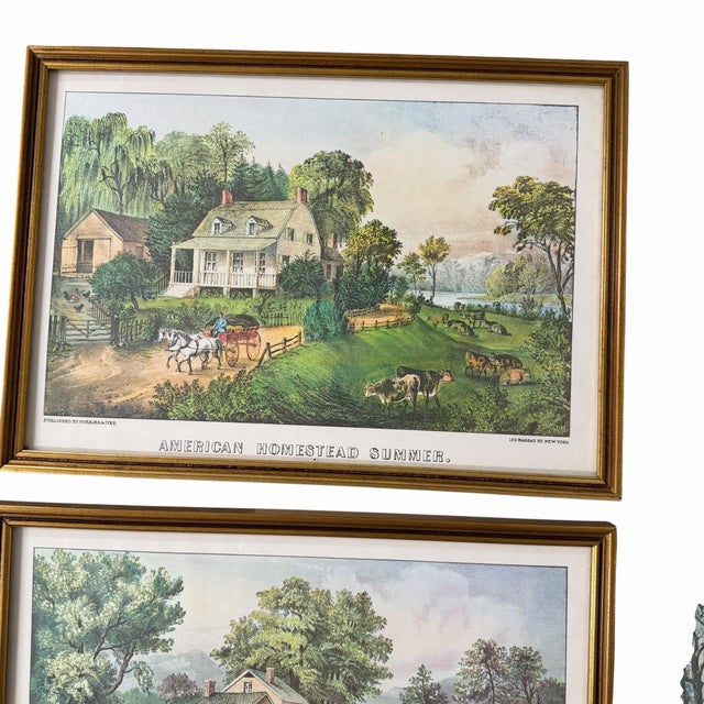 Vintage Currier & Ives American Homestead Prints - Set of 4 For Sale - Image 4 of 6