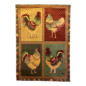 Vintage Wall Hanging 1980s Crosby of 4 Roosters
