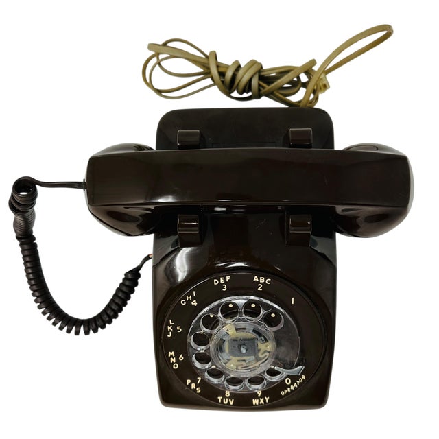 Metal Vintage Comdial Model 500d Rotary Phone (1984) | Classic Retro Brown Desk Telephone | Tested & Working Mid-Century Decor For Sale - Image 7 of 14