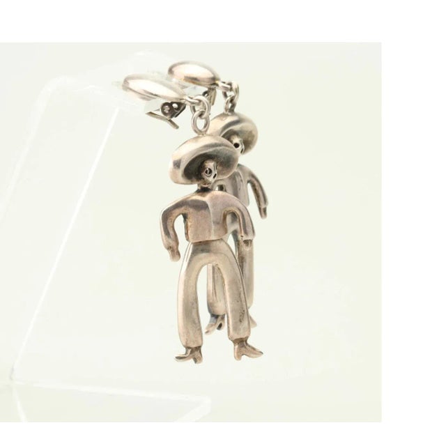 Vintage Mexico Emilia Castillo 950 Silver 'Day of Dead Cowboy' Dangle Earrings - 2 Pieces For Sale In West Palm - Image 6 of 7