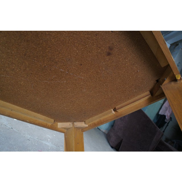 1970s Mid Century Modern Parsons Style Oak Herringbone Coffee Cocktail Table 58" For Sale - Image 13 of 13