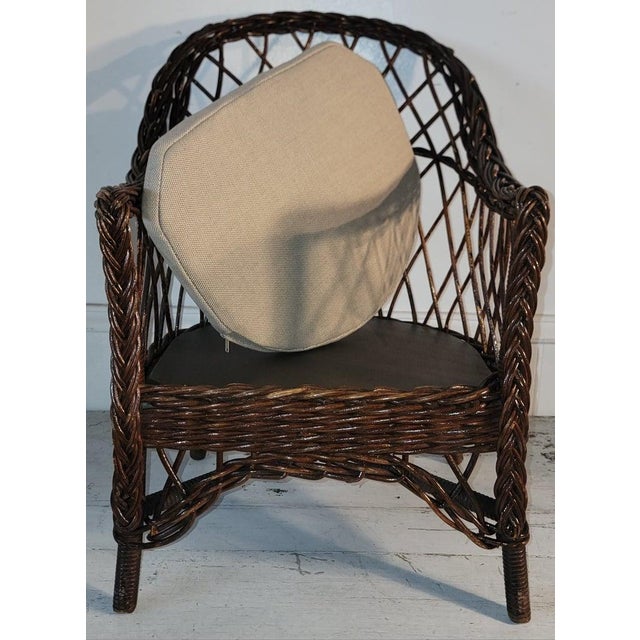 1940s Heywood Wakerfield Wicker Set of Four Childrens Chairs and Table Set, 4 Pieces For Sale - Image 12 of 15