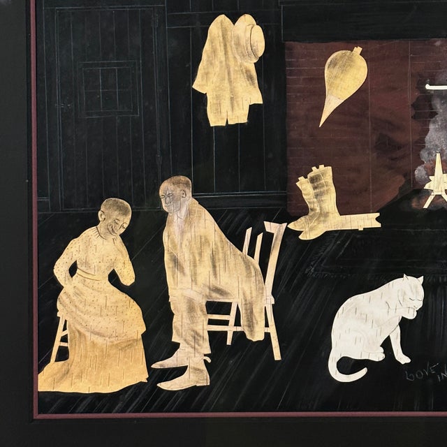 Antique 19th C. Folk Art Black Americana Birch Bark Collage by Edward W. Merrill For Sale - Image 4 of 7