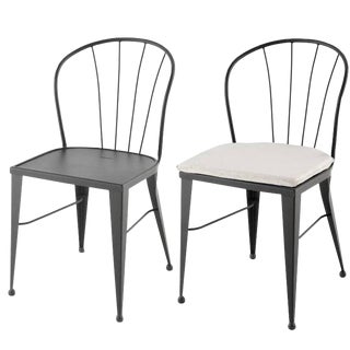 Garden Chair in Brown Wrought Iron With Cushion For Sale