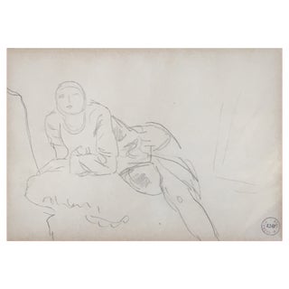 Maurice Barraud, Jeune femme à moitié allongée, 1921, Pencil on Paper, Framed For Sale