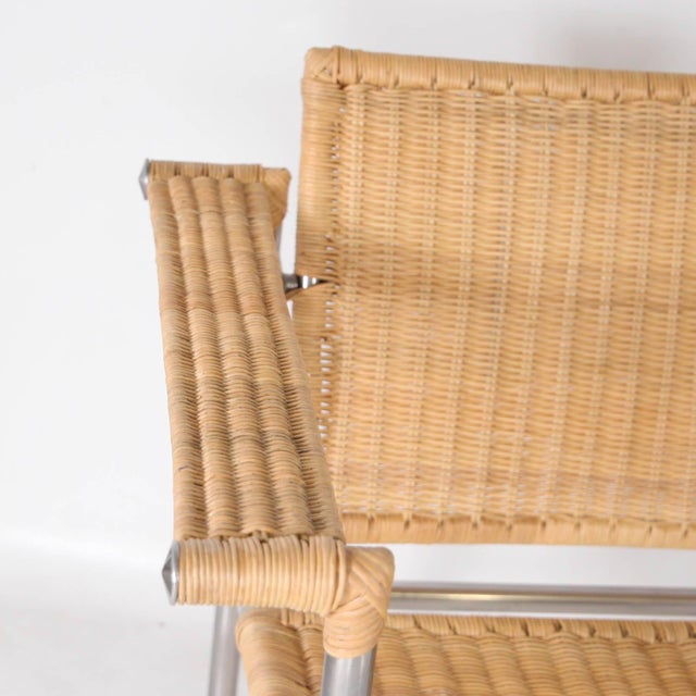 Wood Wicker and Chrome Chairs, 1980s, Set of 2 For Sale - Image 7 of 15