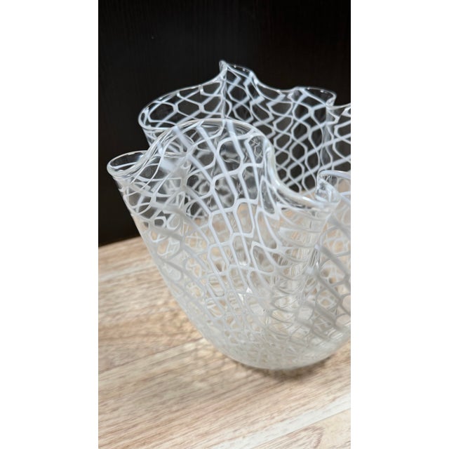 Murano Fulvio Bianconi/Paolo Venini for Murano Large Fazzoletto Art Glass Vase For Sale - Image 4 of 11