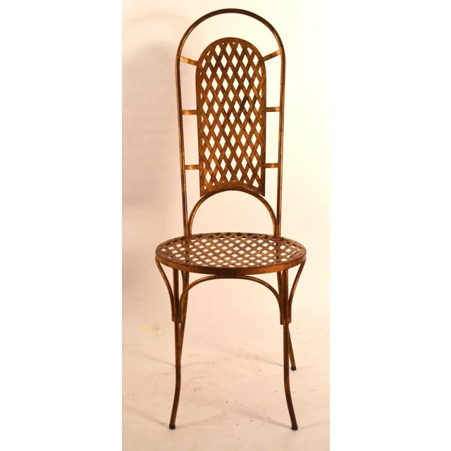 Set of Four Gilt Metal Dining Chairs For Sale In New York - Image 6 of 8