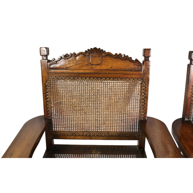 Pair of Antique Handmade Caned Carved Anglo Indian Armchairs For Sale - Image 13 of 18