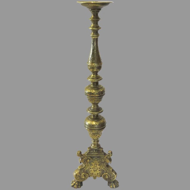 18th Century Brass Prick Stick with Lion Paw Feet For Sale - Image 9 of 9