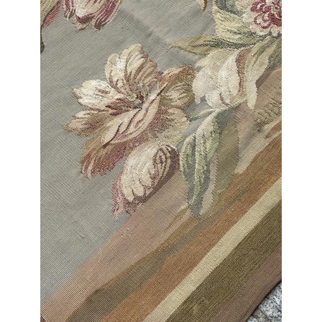 Antique French Tapestry with Rooster and Flowers from Aubusson, 1900 For Sale - Image 16 of 18