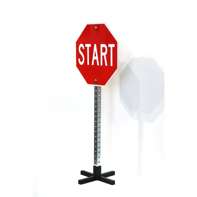 Contemporary Standing Start - Original Freestanding Pop Art Steel Street Sign Sculpture by Scott Froschauer For Sale - Image 3 of 9