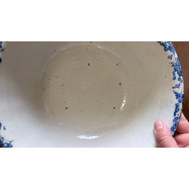 Late 19th Century Antique American Blue & White Spongeware Bowl, Circa 1890–1900 For Sale - Image 5 of 14