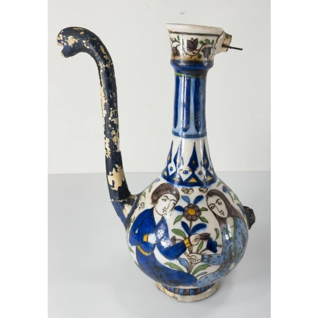 19th Century Ottoman Persian Iznik Style Ewer Pitcher With Losses For Sale - Image 13 of 13
