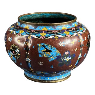 Antique Japanese Cloisonne Cache-Pot, 19th Century For Sale