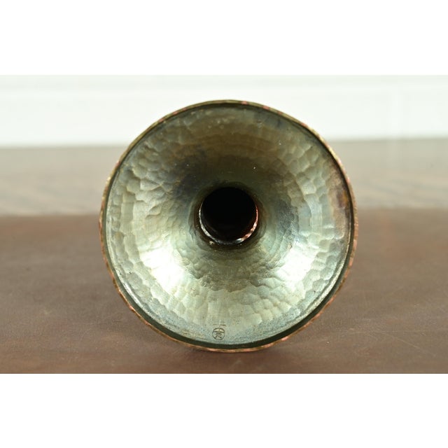 Roycroft Arts & Crafts Brass Finished Hammered Copper Candlestick For Sale - Image 9 of 13
