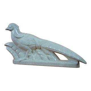Louis Fontinelle, Beige Glazed Crackled Earthenware Pheasant No. 181, 1920s, Earthenware For Sale