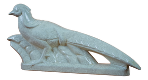 Louis Fontinelle, Beige Glazed Crackled Earthenware Pheasant No. 181, 1920s, Earthenware