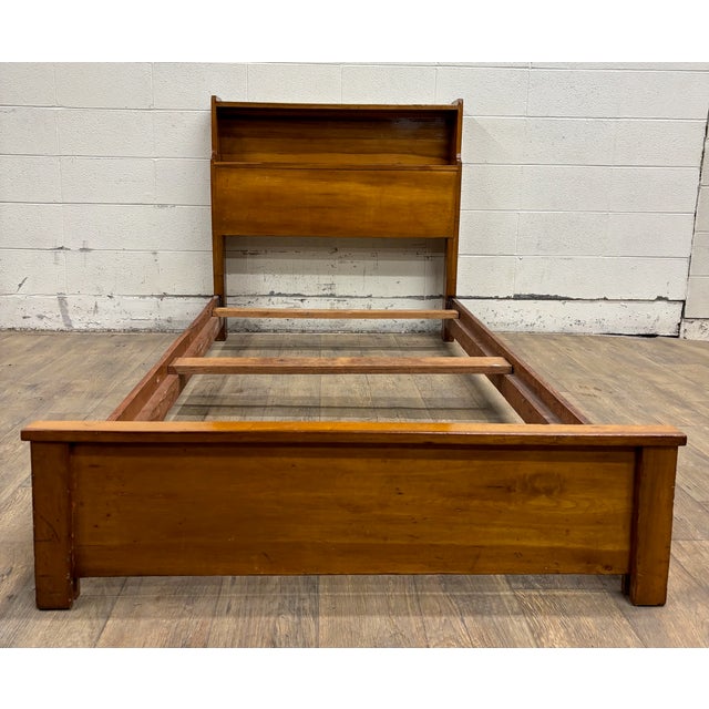 Mid-Century Modern Vintage Twin Size MCM Mid Century Modern Maple Bookcase Bedframe For Sale - Image 3 of 12