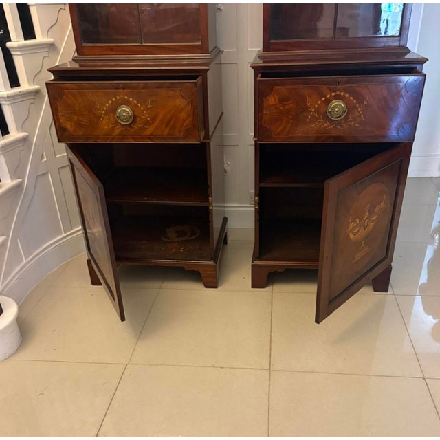 Antique Regency Mahogany Inlaid Astragal Glazed Library Bookcases, 1820, Set of 2 For Sale - Image 6 of 17
