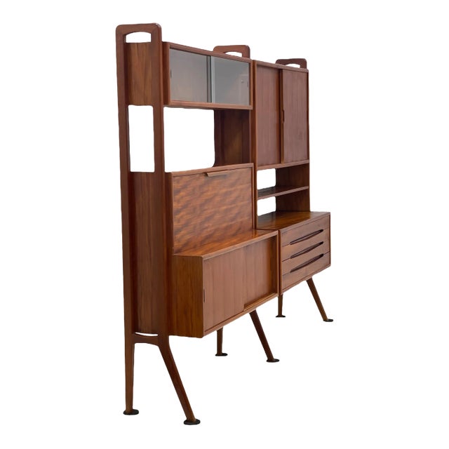 Vintage Danish Imported Mid Century Standalone Bookcase With Writing Desk or Bar Top For Sale