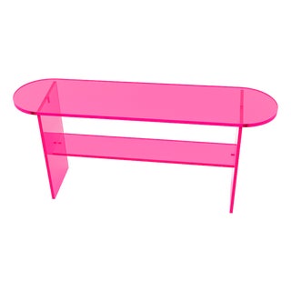 Acrylic Stylish Neon Pink Console Table For Sale
