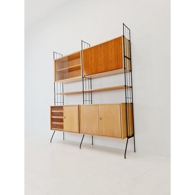 Freestanding String Shelf-System Unit Bookcase in Ash, Walnut & Metal from Koch Möbel, Germany, 1950s For Sale - Image 16 of 18