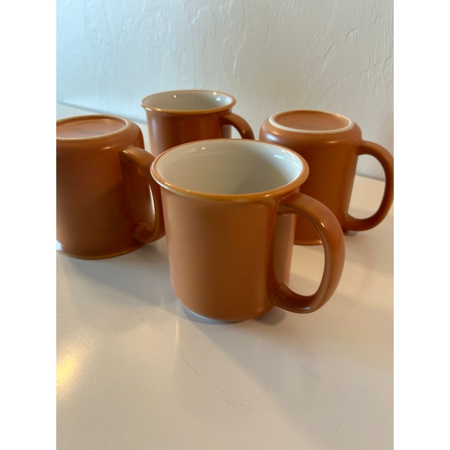 Ceramic Vintage Crown Corning Japan Terra Cotta Sanora White Mugs- Set of 4 For Sale - Image 7 of 7
