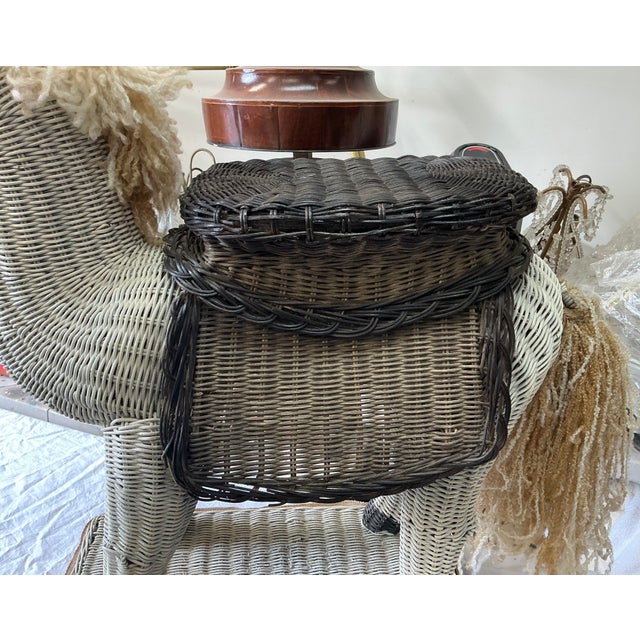 Mid-Century Wicker Horse Side Table / Garden Stool - Glass Eyes Tortoise Ears For Sale - Image 12 of 12