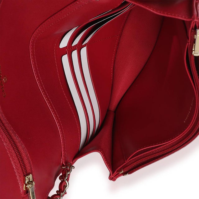 Red Quilted Lambskin Hold The Line CC Wallet On Chain For Sale - Image 9 of 9