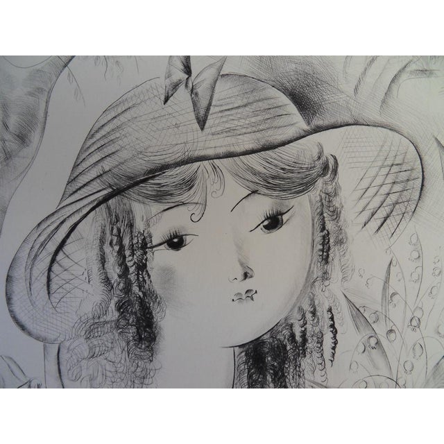 Modern Mily Possoz, Young Girl with Lily of the Valley, Engraving For Sale - Image 3 of 8