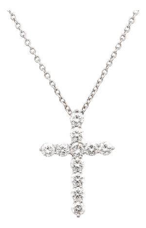Tiffany & Co. Platinum & Diamond Pendant Cross 16-Inch Necklace