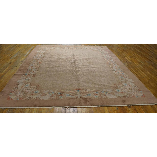 Wool Knotted Antique Room Size Chinese - Art Deco 1920s Rectangle Rug, Country of Origin: China, Circa Date: 1920s. This...