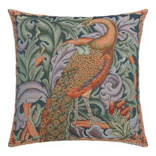 Morris Peacock Left Regular Cushion With Feather Filler - 46x46cm (18"x18") For Sale