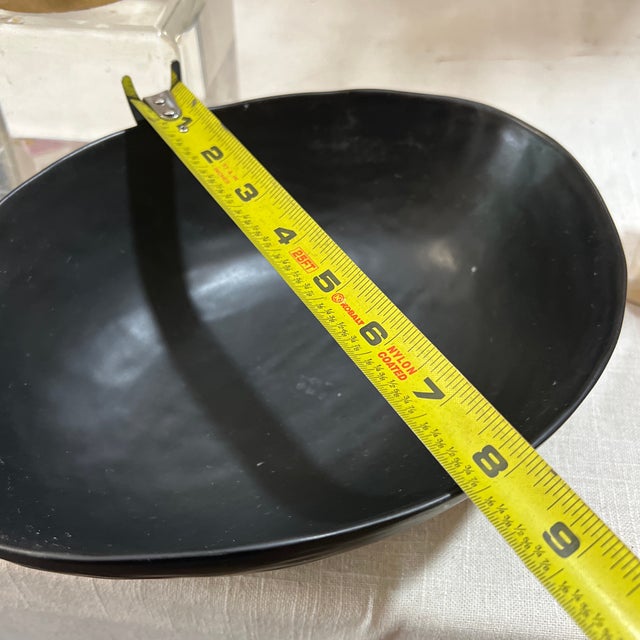 Ceramic 1970s Biomorphic Hand Fired Black Pottery Bowl For Sale - Image 7 of 8