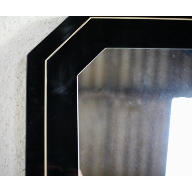 Black Lacquered Wood & Brass Edging Octagonal , 1970s For Sale - Image 4 of 12