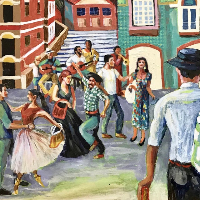 Original Surrealist Figurative Cityscape Painting, "Lisbora" For Sale - Image 4 of 4