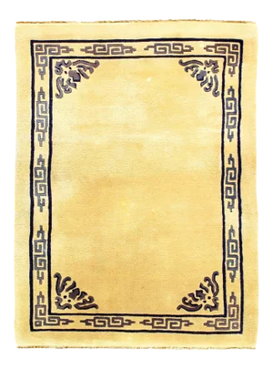 Early 20th Century Art Deco Ivory Color Hand Knotted Chinese Rug