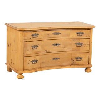 19th Century Danish Pine Curved Chest of Three Drawers For Sale