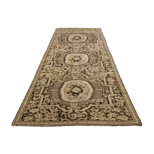 Late 19th Century Antique Karabaugh Handmade Designed Wool Runner in Brown For Sale - Image 5 of 10