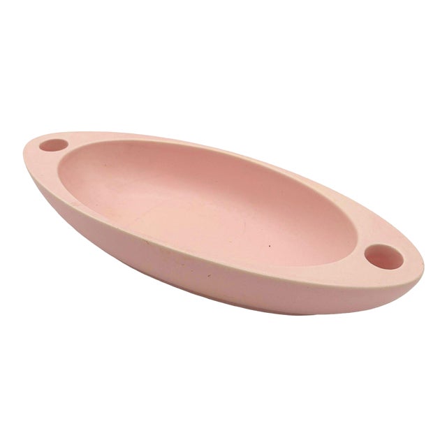 1950s California Pottery Pink #437 Bowl W/ Candle Holder by Hyalyn Pottery For Sale